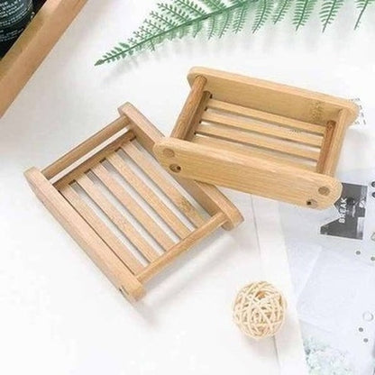 Wooden Natural Bamboo Soap Dishes Tray Holder Storage Soap Rack Plate