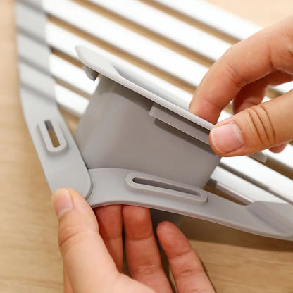 Aluminum Triangle Dish Drying Rack – Foldable Sink Corner