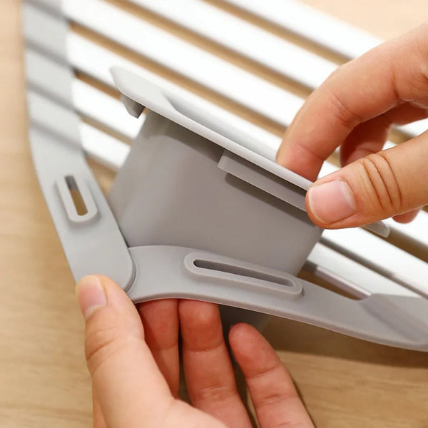 Aluminum Triangle Dish Drying Rack – Foldable Sink Corner
