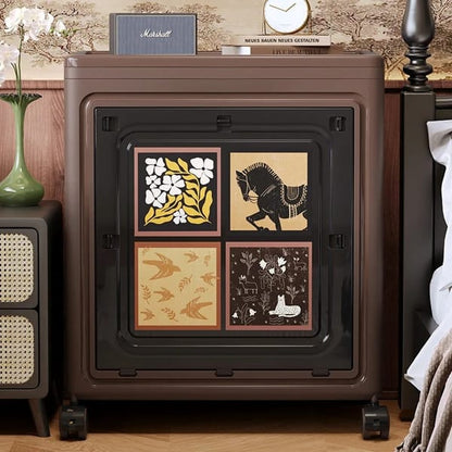 decorative storage box with wheels for bedroom use