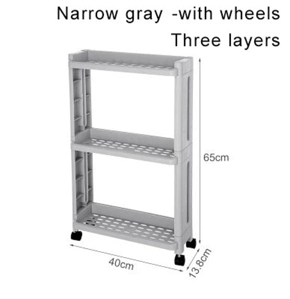 Portable rolling organizer rack for fridge side storage