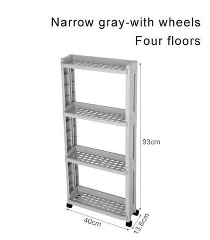 Slim storage holder with wheels for bottles and toiletries