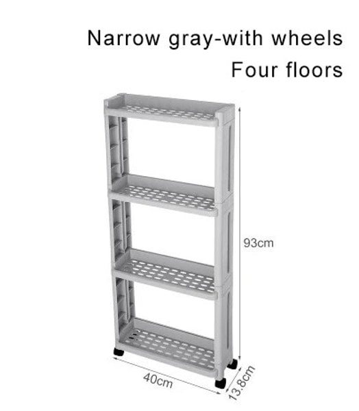 Slim storage holder with wheels for bottles and toiletries