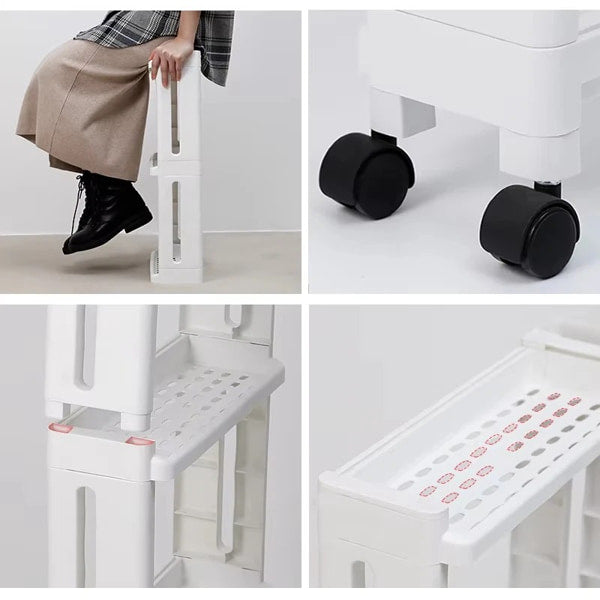 Rolling bathroom shelf organizer for small spaces