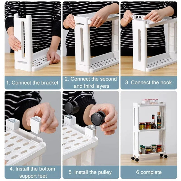Detachable storage rack with wheels for home organization