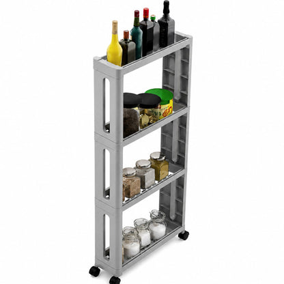 Bathroom gap storage rack with wheels for narrow spaces