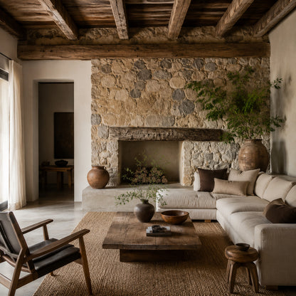 Indoor plant corner with layered greenery and reading chair