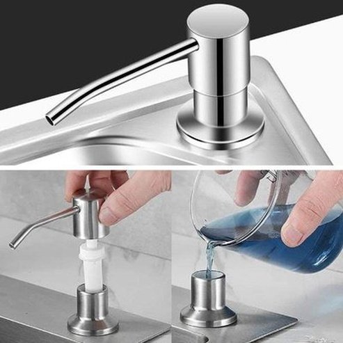 Stainless Steel Sink Soap Dispenser with Hand-Press Controls