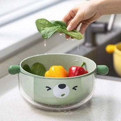Cartoon Double Layer Vegetable Washing Basket Colander 