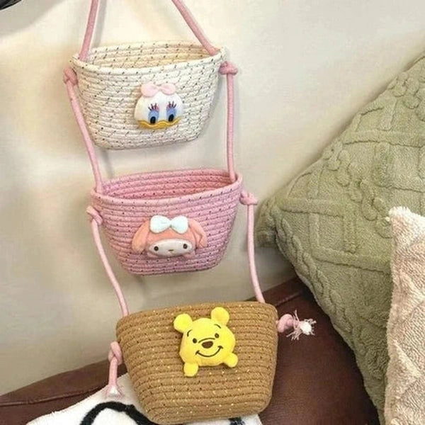 Cartoon Cotton Woven Wall-Mounted Storage Basket