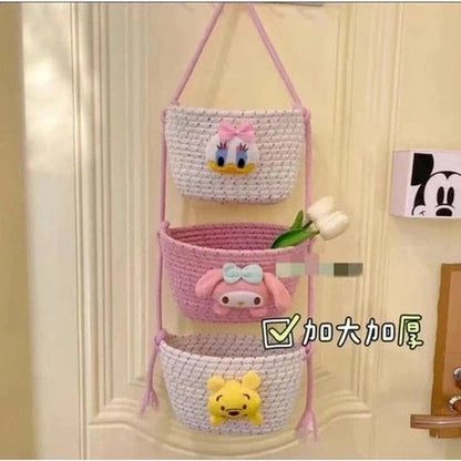Cartoon Cotton Woven Wall-Mounted Storage Basket