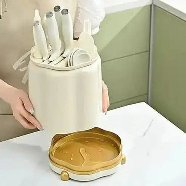 Rotating Countertop Cutlery Organizer with 360° Access