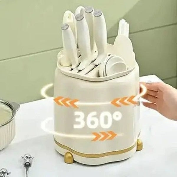 Rotating Countertop Cutlery Organizer with 360° Access