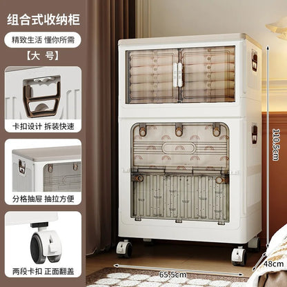 Space-saving folding storage unit for living room