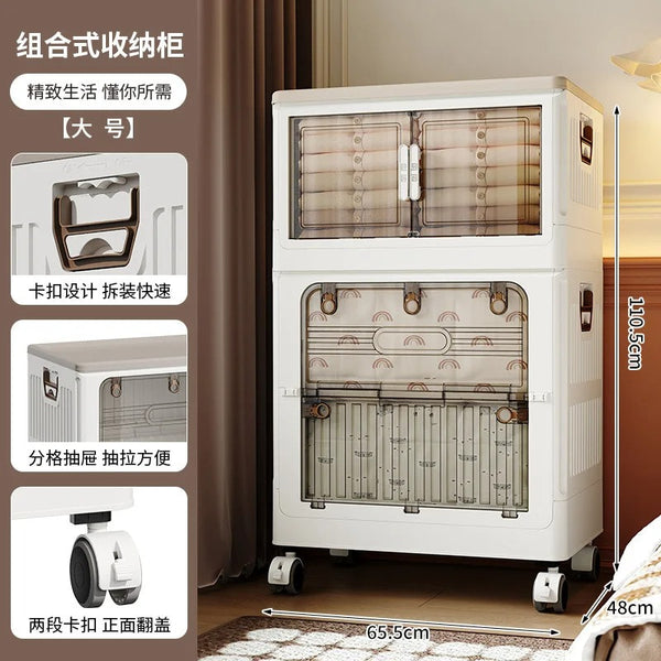 Space-saving folding storage unit for living room