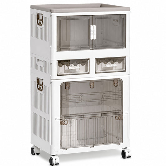 Creative Folding Storage Cabinet with Double Doors for Bedroom & Toy Organization