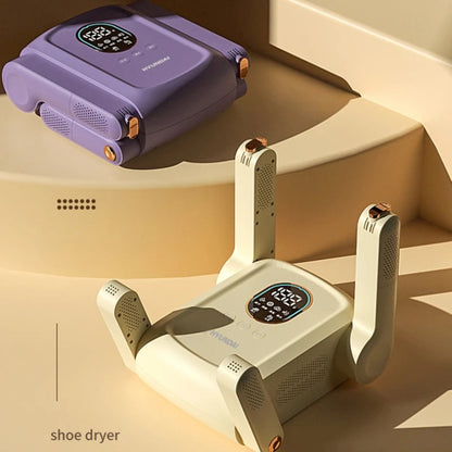 Compact UV shoe dryer with intelligent timer display for household footwear care