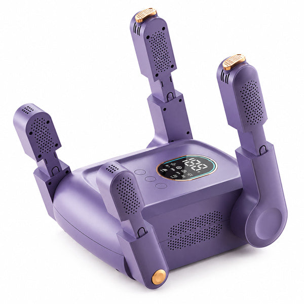 Digital display shoe dehumidifier with foldable 4-prong heating system