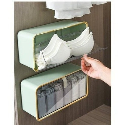 closet wall mounted underwear storage box bra socks organizer large capacity punch-free transparent closet storage box. type: household storage drawers.