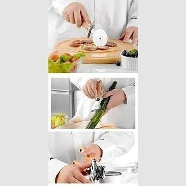 9-Piece Cooking Utensils Set With Wooden Handle Can Opener Baking Set Cooking Tool Kitchenware Pizza Peeler Cheese Knife. Product Type: Cookware Sets