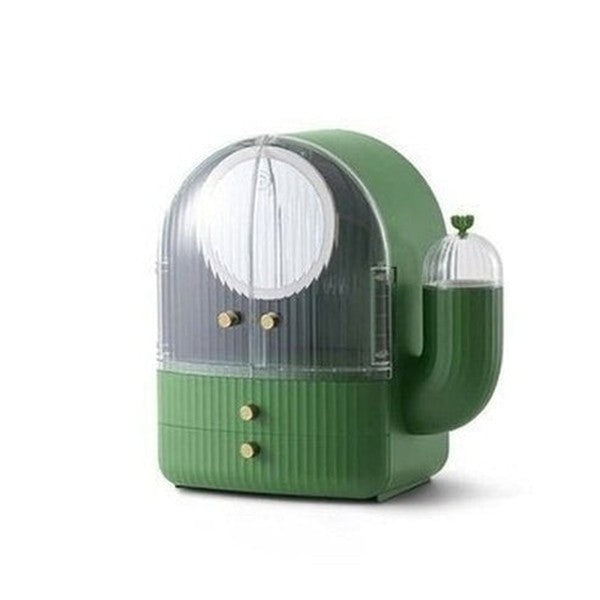 cactus cosmetic organizer box with mirror. makeup organizer cosmetic storage box with led light mirror. storage & organization: household storage containers