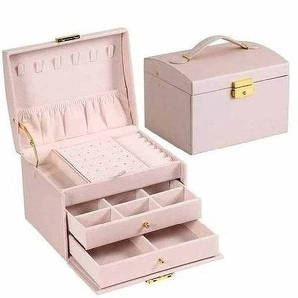 Multi-functional Three-layer Leather Jewelry Box