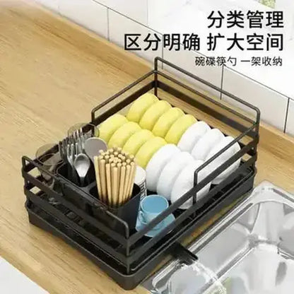 Metal Countertop Dish Storage Rack with Drainage Plate