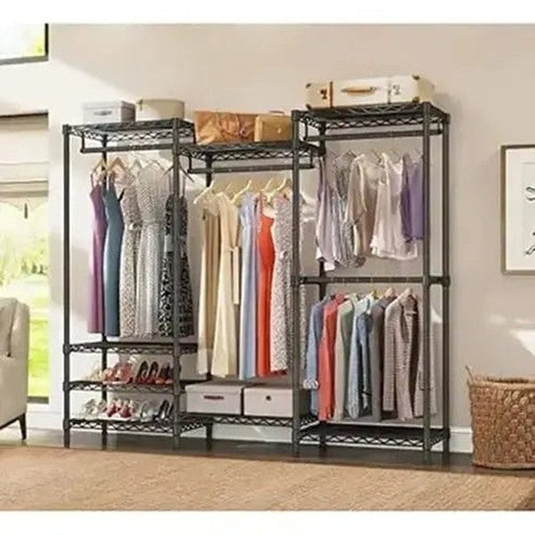 Portable Closet with 4 Hang Rods and 8 Shelves