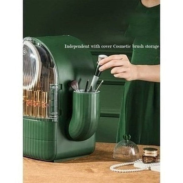 cactus cosmetic organizer box with mirror. makeup organizer cosmetic storage box with led light mirror. storage & organization: household storage containers