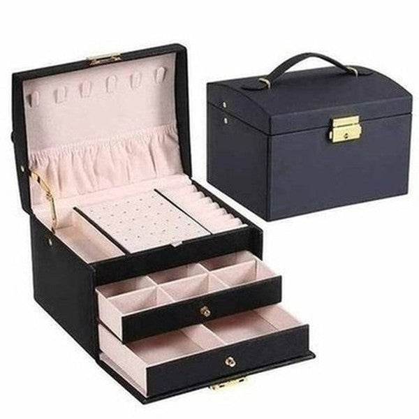 Multi-functional Three-layer Leather Jewelry Box