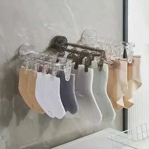 Space-Saving Clear Wall Mount Folding Clothesline