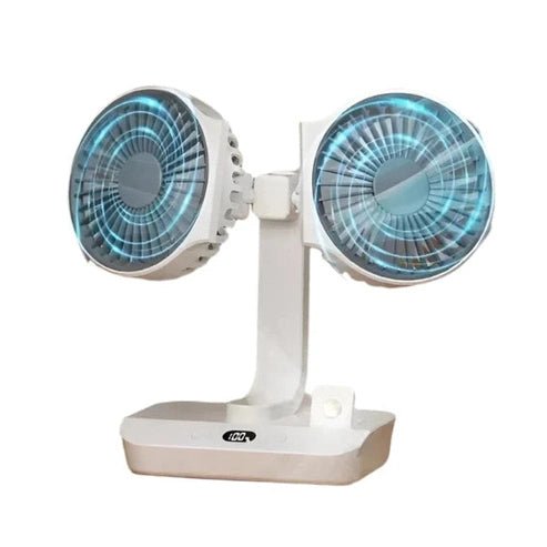 Double Head Desktop Fan - 4-Gear Adjustable with Digital Display