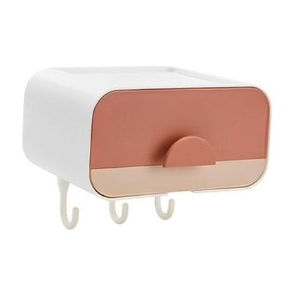 dustproof toilet paper holder soap dish sponge container adhesive no drilling with hooks and drain tray. bathroom accessories. type: toilet paper holders.