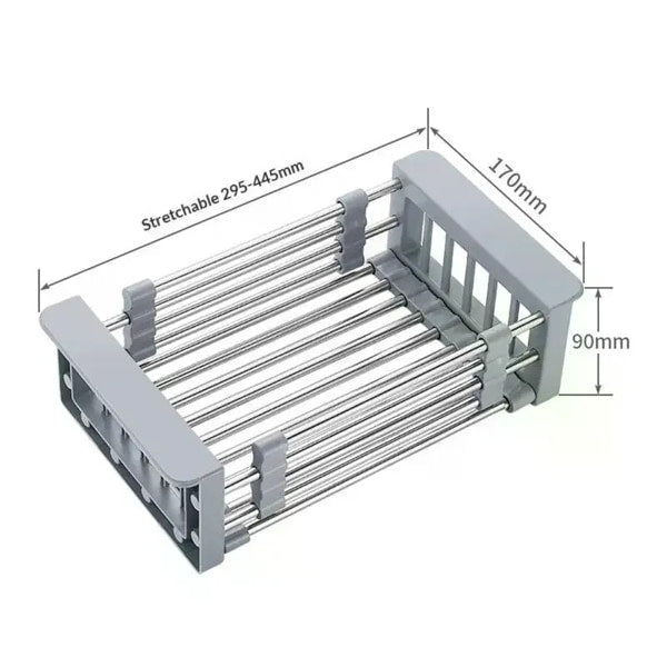 Expandable stainless steel sink drain rack