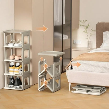 Modern vertical shoe cabinet with foldable design