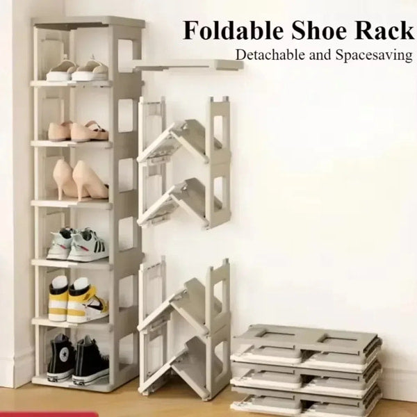 Narrow shoe shelving unit for hallway organization