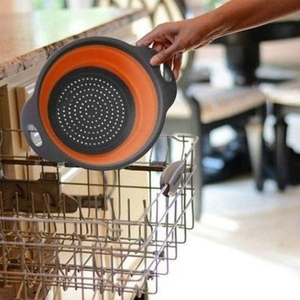 collapsible silicone colander fruit vegetable washing basket colander collapsible drain basket with handle. kitchen tools and utensils: colanders and strainers.