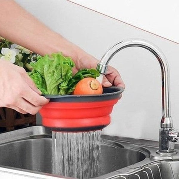 collapsible silicone colander fruit vegetable washing basket colander collapsible drain basket with handle. kitchen tools and utensils: colanders and strainers.