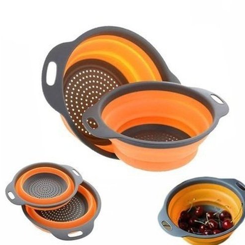 collapsible silicone colander fruit vegetable washing basket colander collapsible drain basket with handle. kitchen tools and utensils: colanders and strainers.