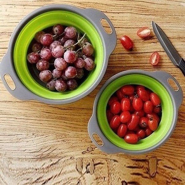 collapsible silicone colander fruit vegetable washing basket colander collapsible drain basket with handle. kitchen tools and utensils: colanders and strainers.