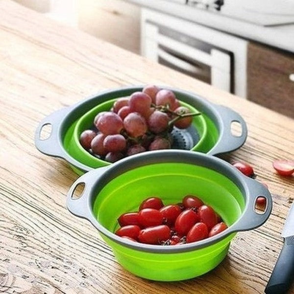 collapsible silicone colander fruit vegetable washing basket colander collapsible drain basket with handle. kitchen tools and utensils: colanders and strainers.