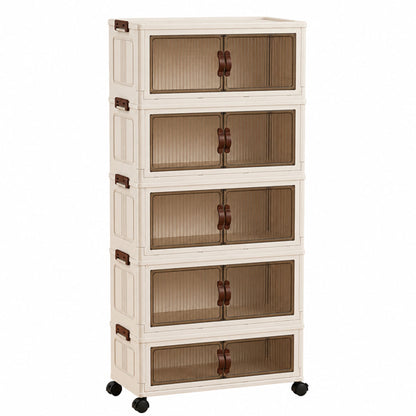 Extra-large foldable plastic storage cabinet with magnetic doors