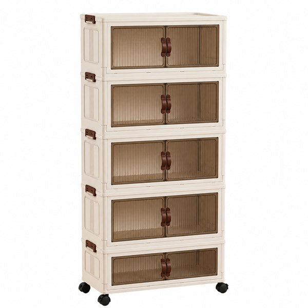 Extra-large foldable plastic storage cabinet with magnetic doors