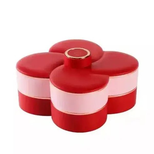 Flower Snack Box Food Storage Containers Red Flower Shape Rotating Snack Storage Box Tray – Dondepiso