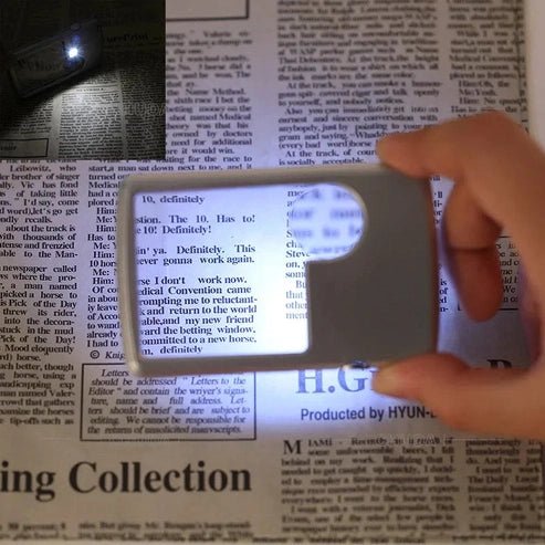 Handheld LED Magnifier - Portable 3X/6X Ultra-Thin Acrylic Magnifying Glass