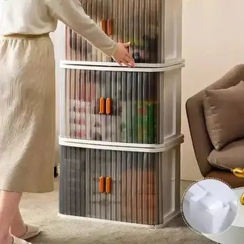 Folding Storage Box Household Storage Containers Brown Collapsible Design Drawer Container with Lid · Dondepiso