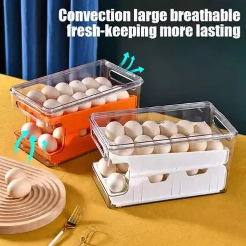 2 Layers Refrigerator Fresh Eggs Dispenser Storage Case 