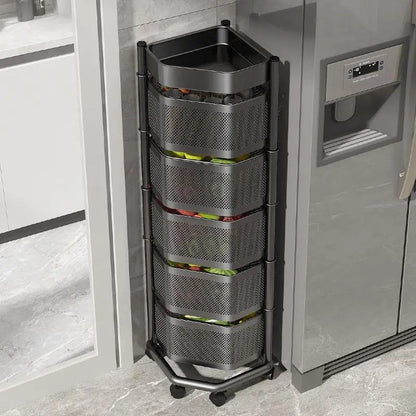 Kitchen Vegetable Storage Rack Rotating Corner Organizer