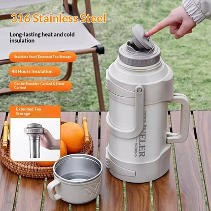 Outdoor insulated thermos bottle for camping hiking and travel hydration