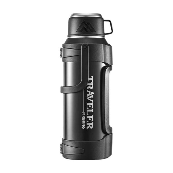 Large capacity insulated stainless steel vacuum water bottle with portable carry handle